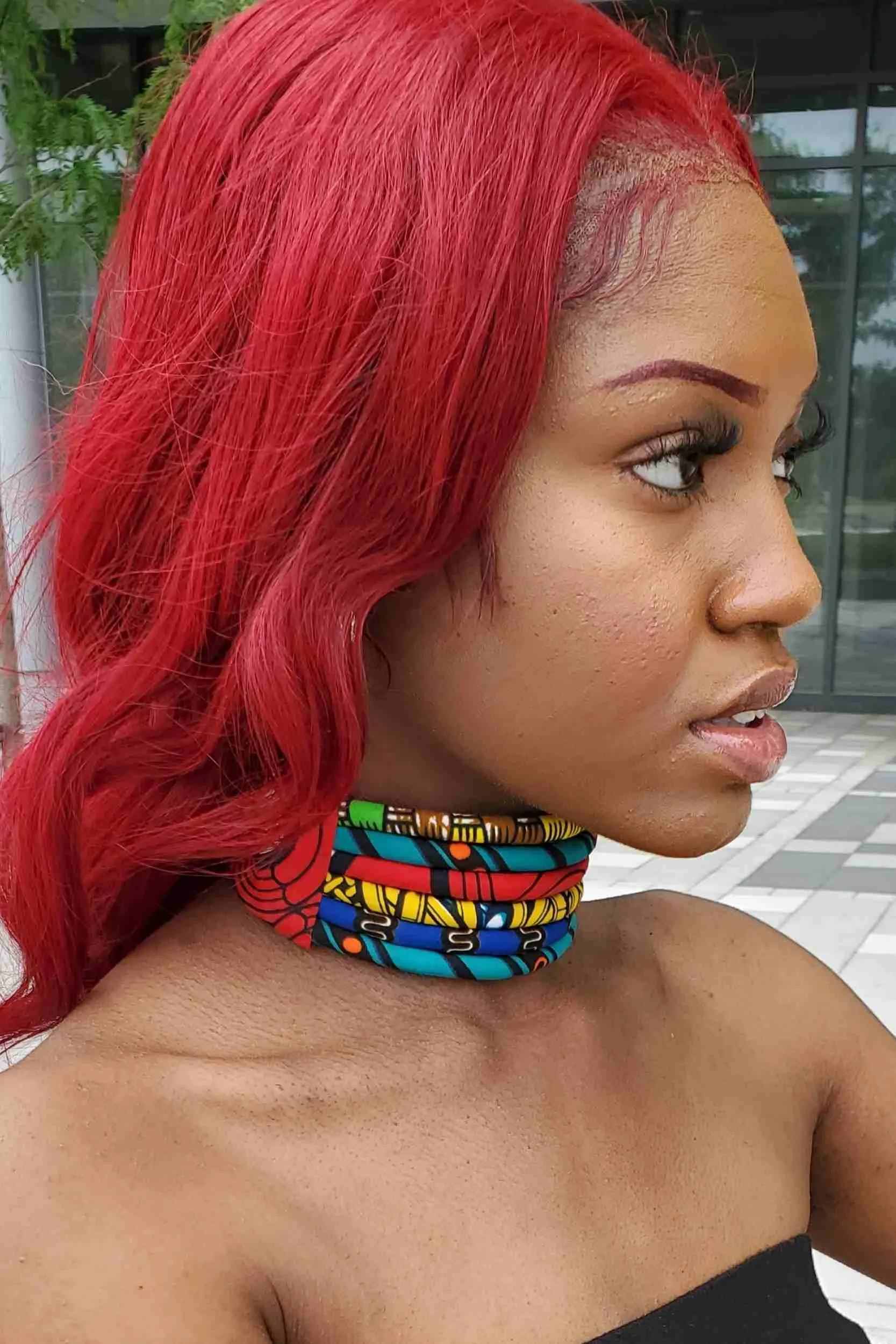 African Print Layered Choker Necklace (6-Layers)