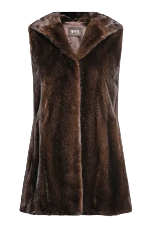 American Hooded Vertical Mink Fur Vest