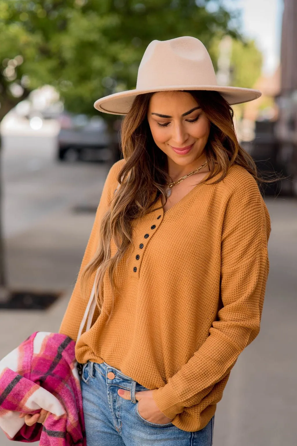 Basic Waffle Henley Tee