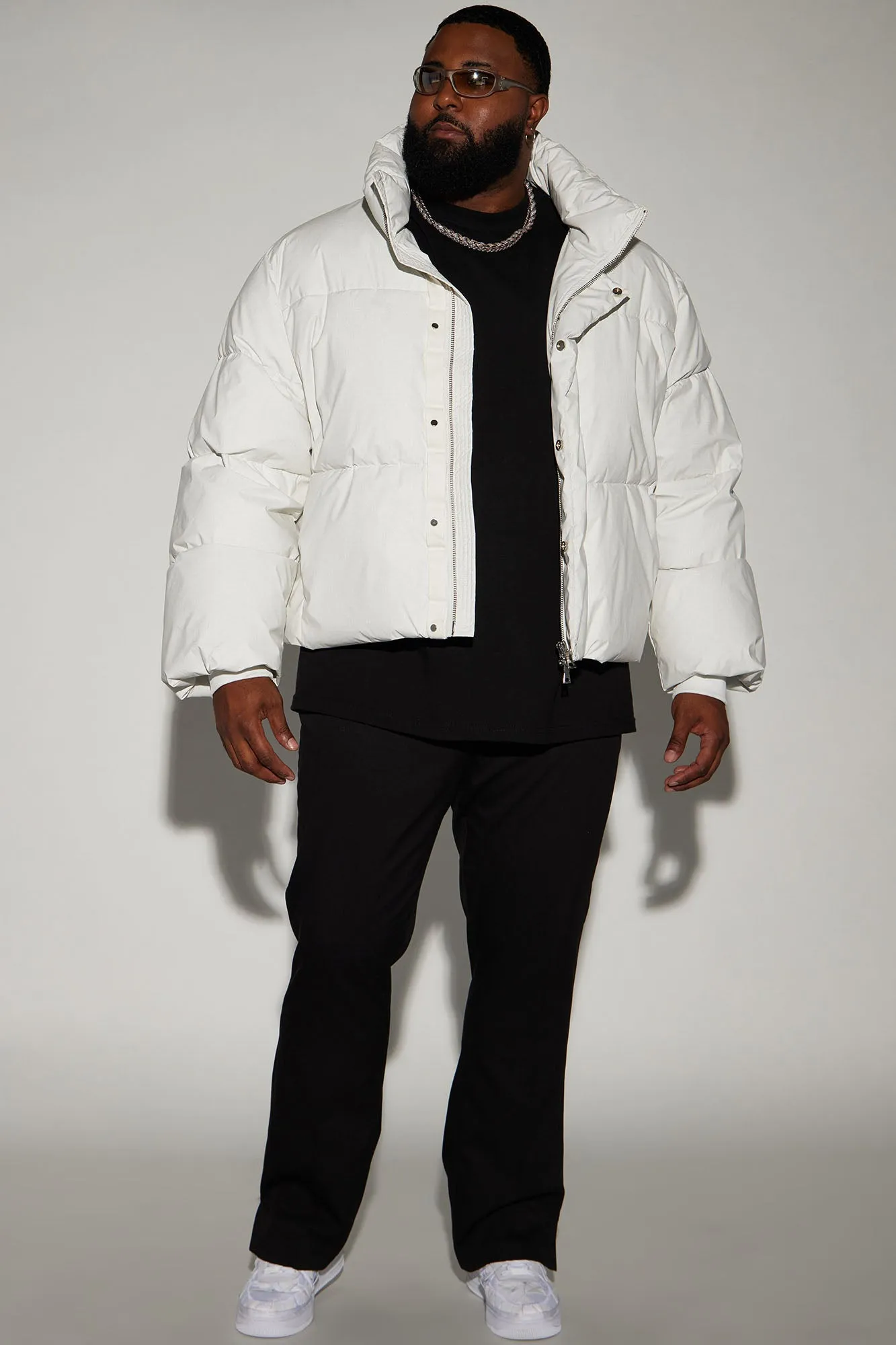 Baxter Heavy Weight Cropped Puffer - White/combo