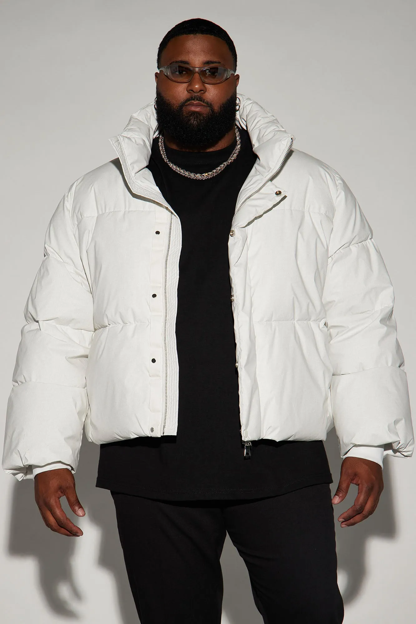 Baxter Heavy Weight Cropped Puffer - White/combo