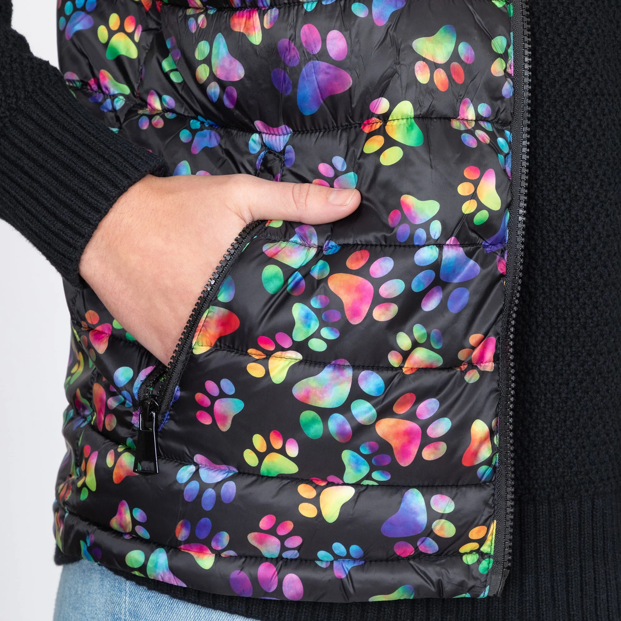 Bold & Bright Paws Quilted Nylon Vest