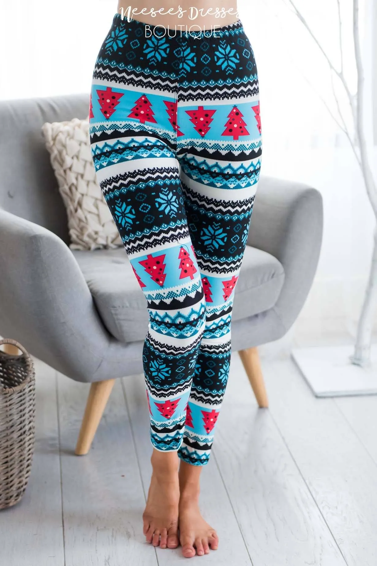 Christmas Trees & Snowflakes Christmas Leggings