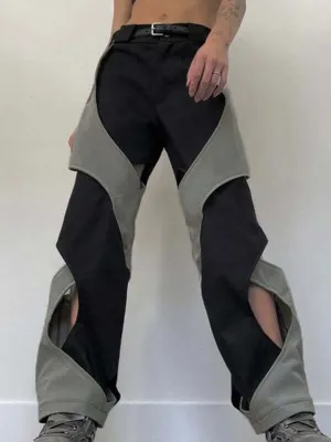 Color Block Cutout Hip Hop Pants