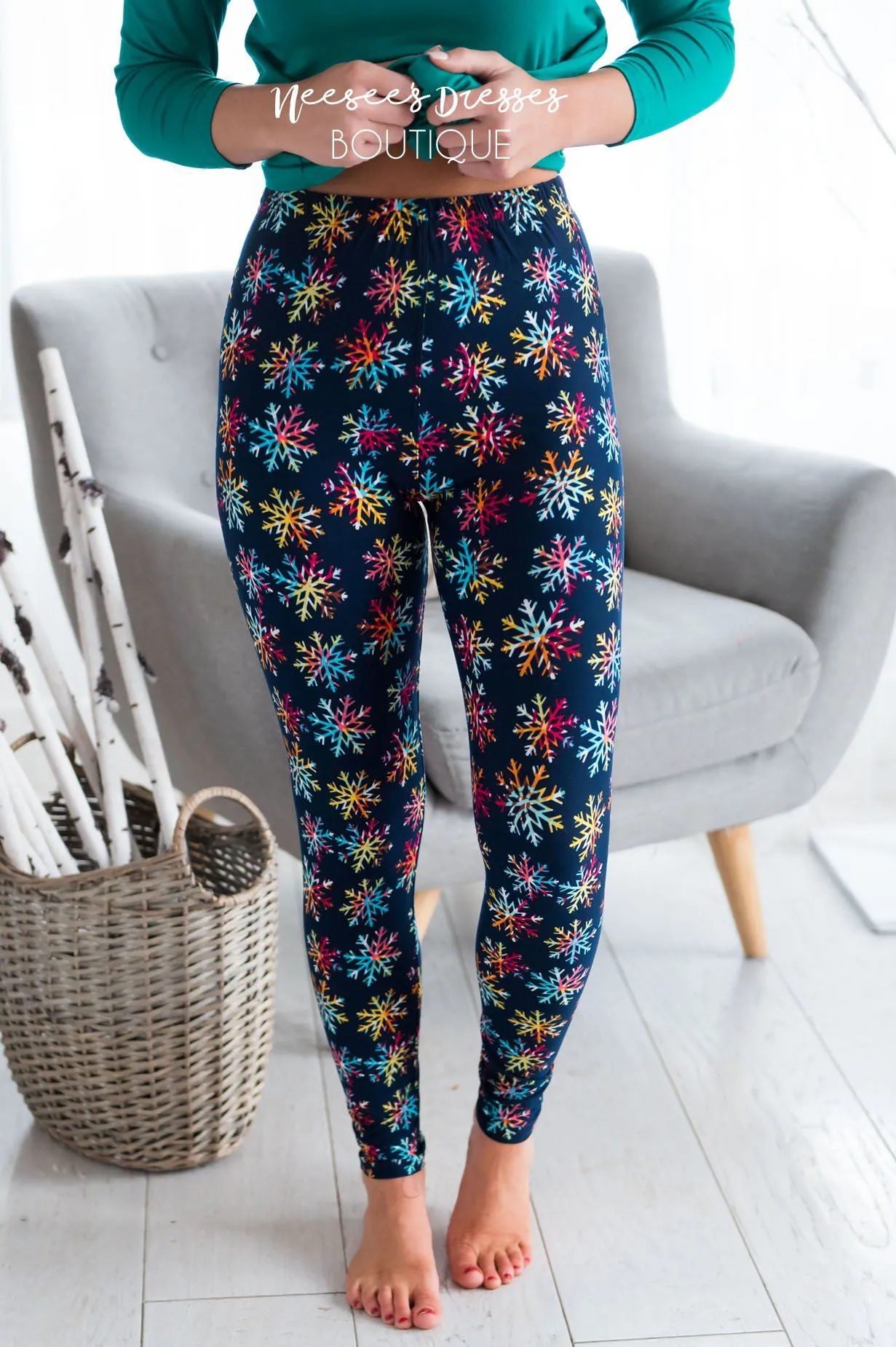 Colorful Snowflakes Christmas Leggings