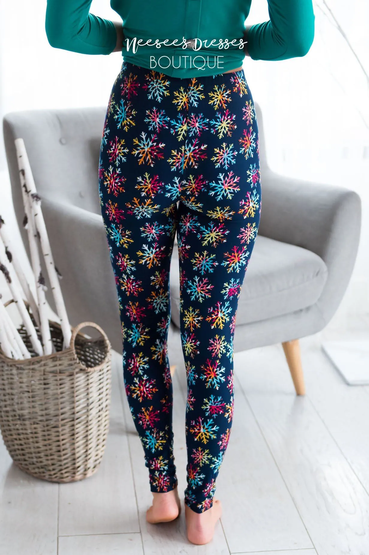 Colorful Snowflakes Christmas Leggings