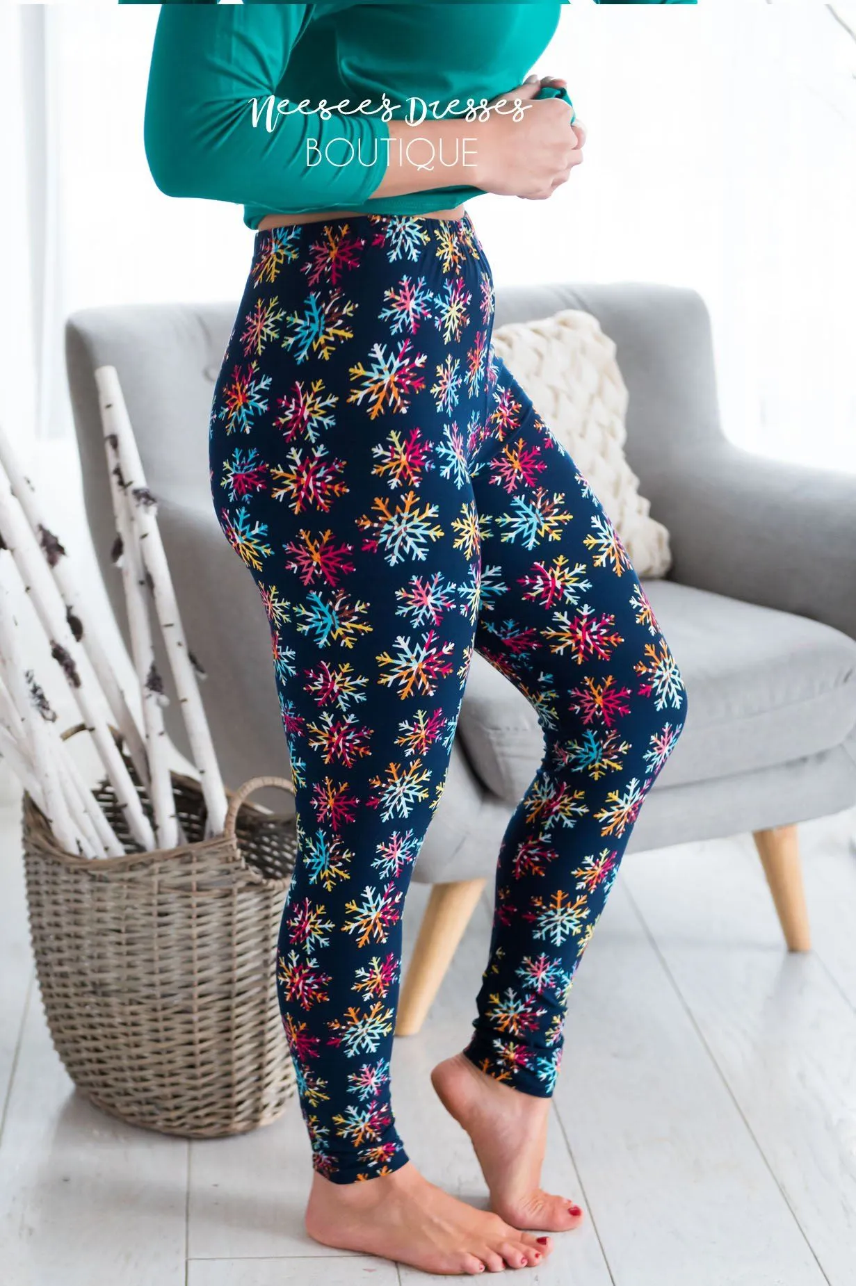 Colorful Snowflakes Christmas Leggings