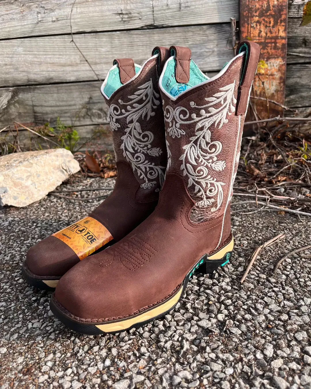 Corral Women's Brown Hydro Resist Safety Toe Cowgirl Work Boots W5008