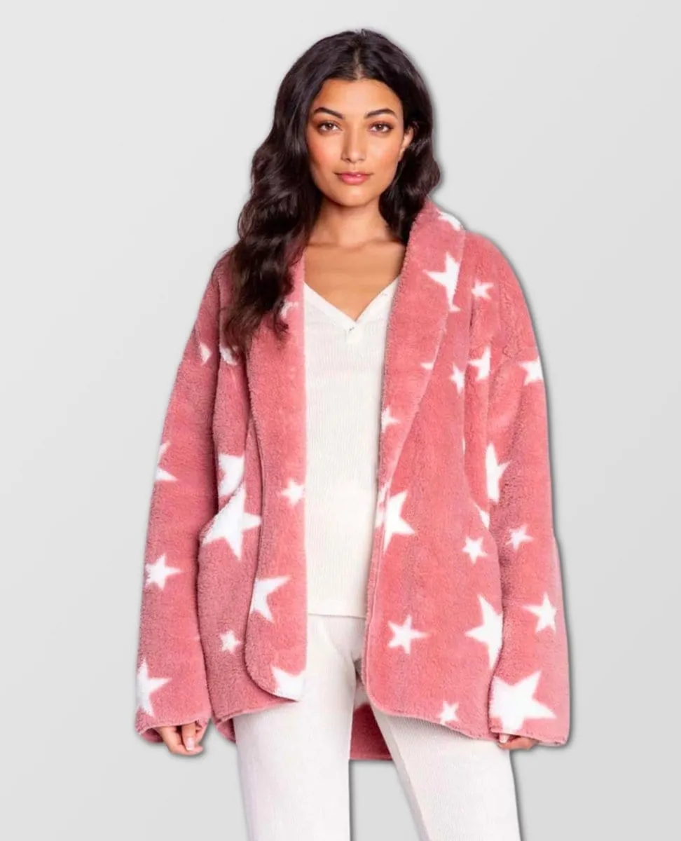 Cozy Cardigan Pink Stars