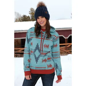 Cruel Women's Light Blue Southwestern Print Hoodie