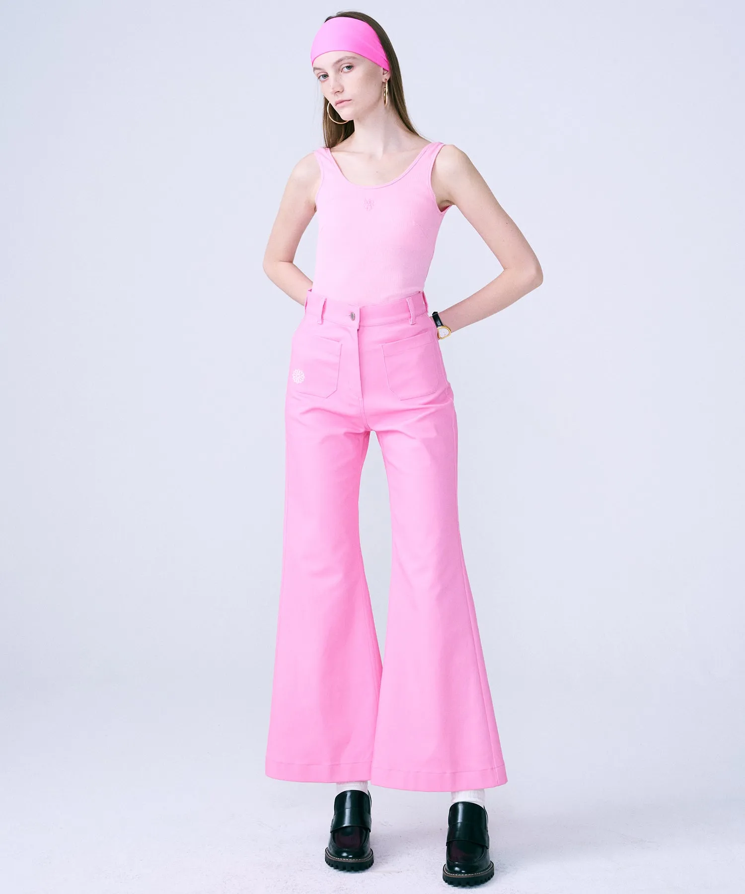 DENIM FLARE PANTS RETRO (PINK)