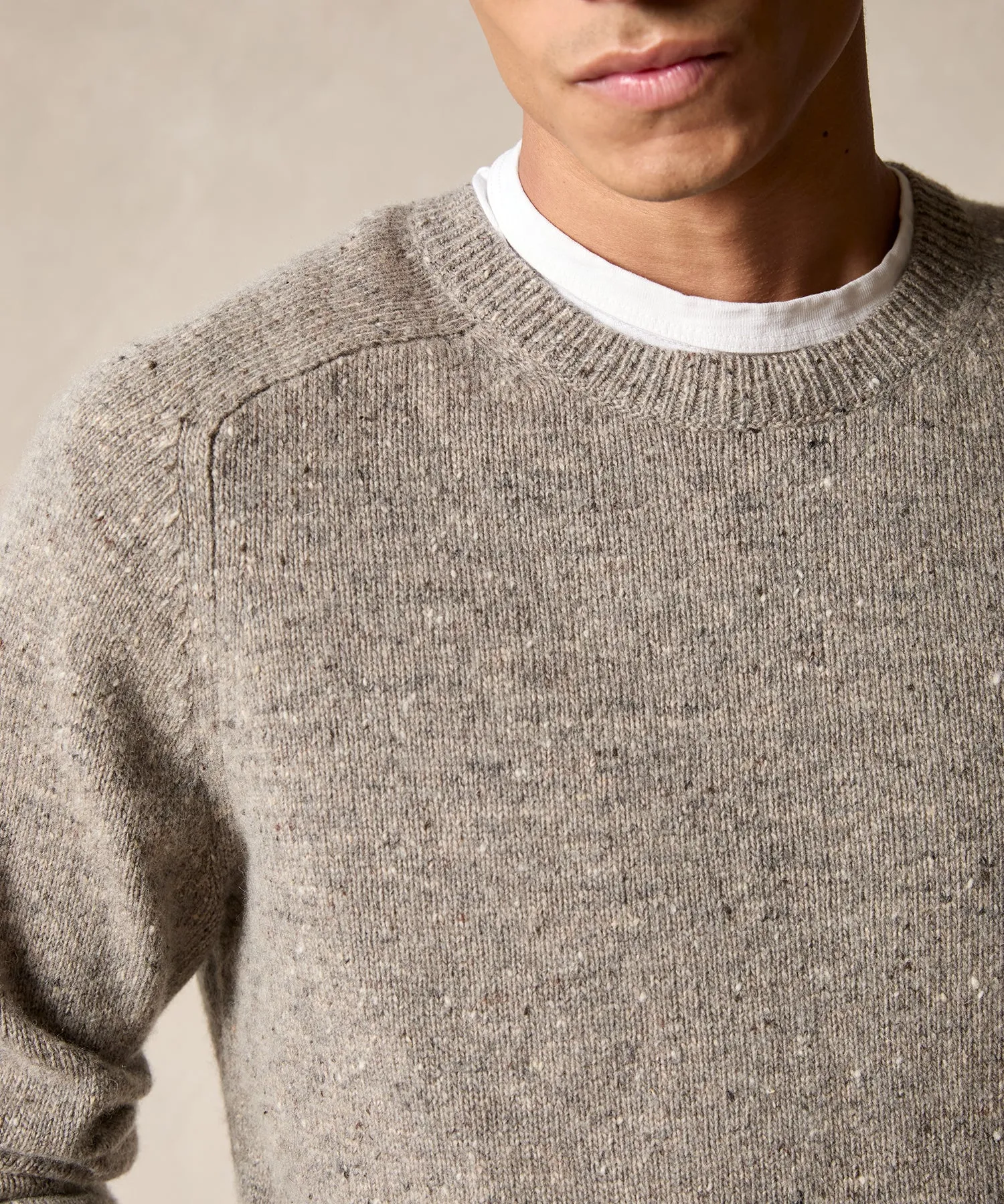 Donegal Crewneck Sweater in Stone Grey