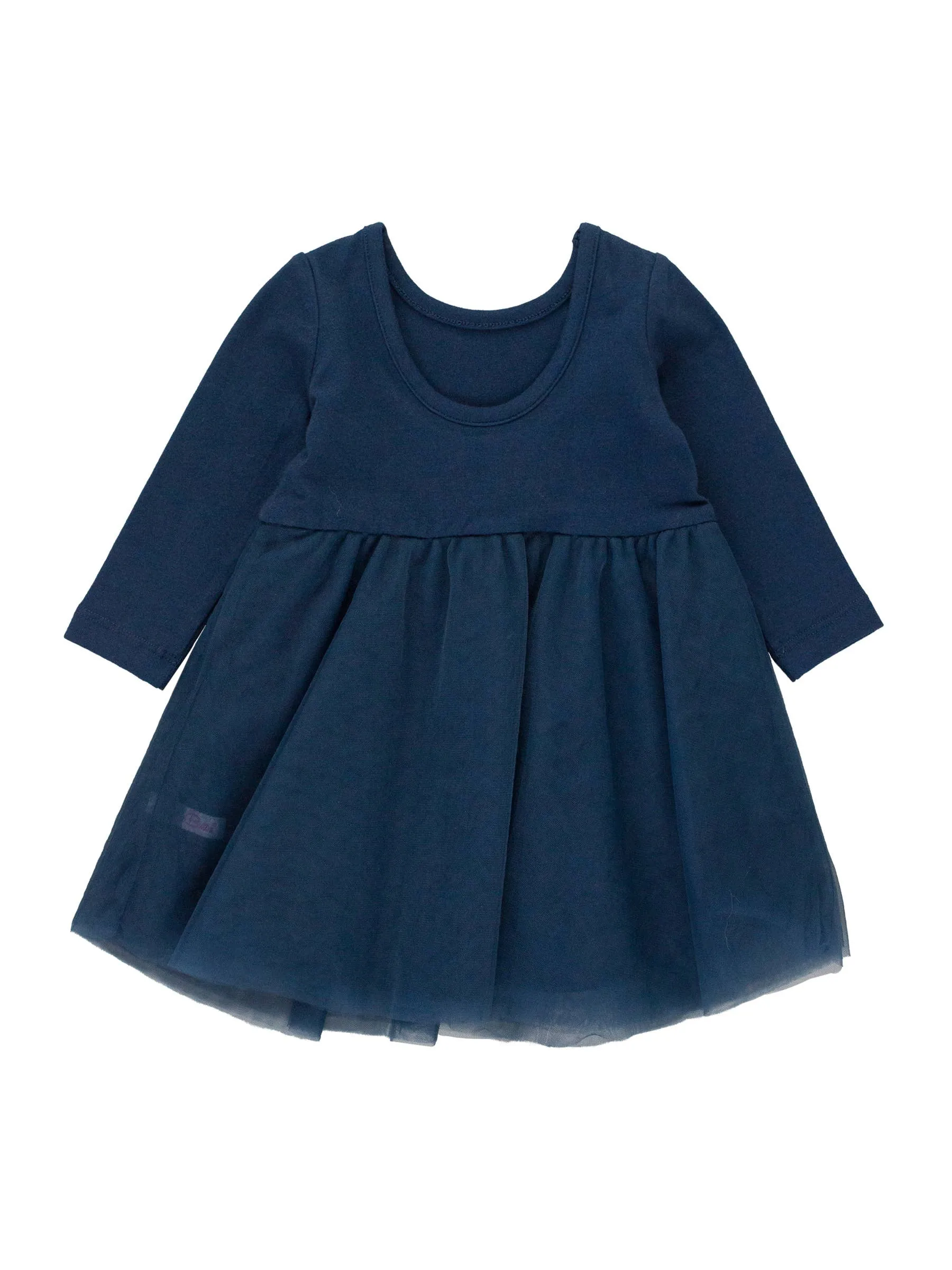 Girls Dark Navy Long Sleeve Tulle Twirl Dress