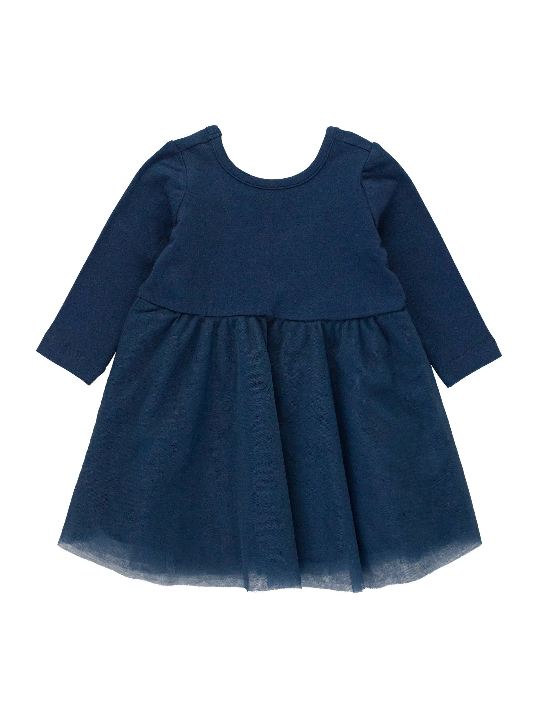 Girls Dark Navy Long Sleeve Tulle Twirl Dress