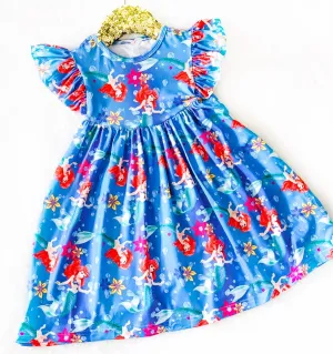 Girls Fun Character Dresses - Blue Mermaid