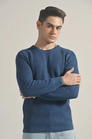 Knitted Sweater - Teal Blue