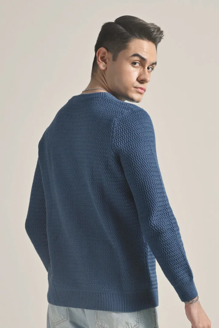 Knitted Sweater - Teal Blue