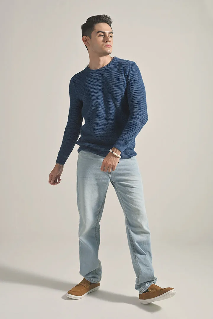 Knitted Sweater - Teal Blue