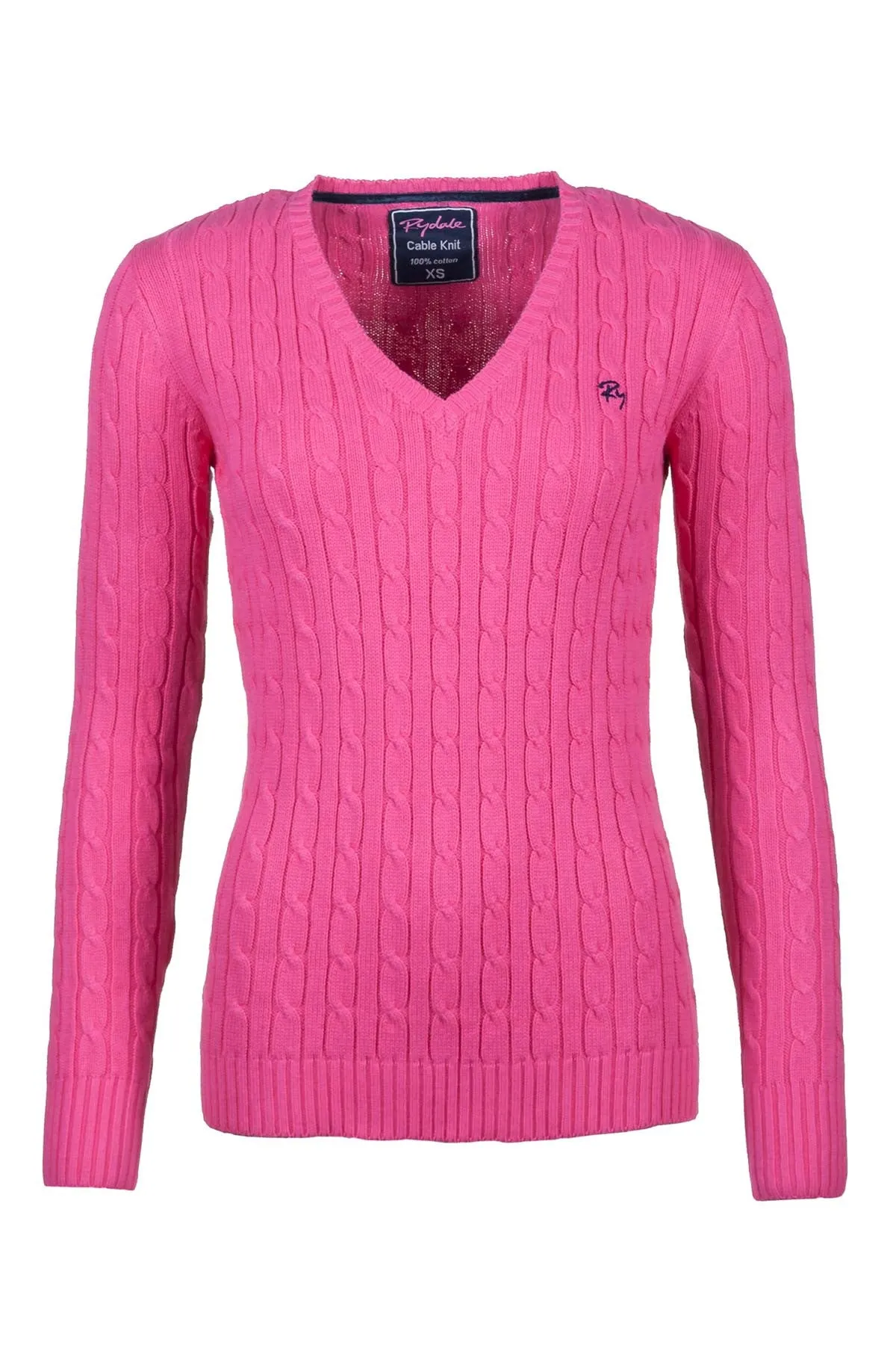 Ladies Cable Knit V Neck Jumper