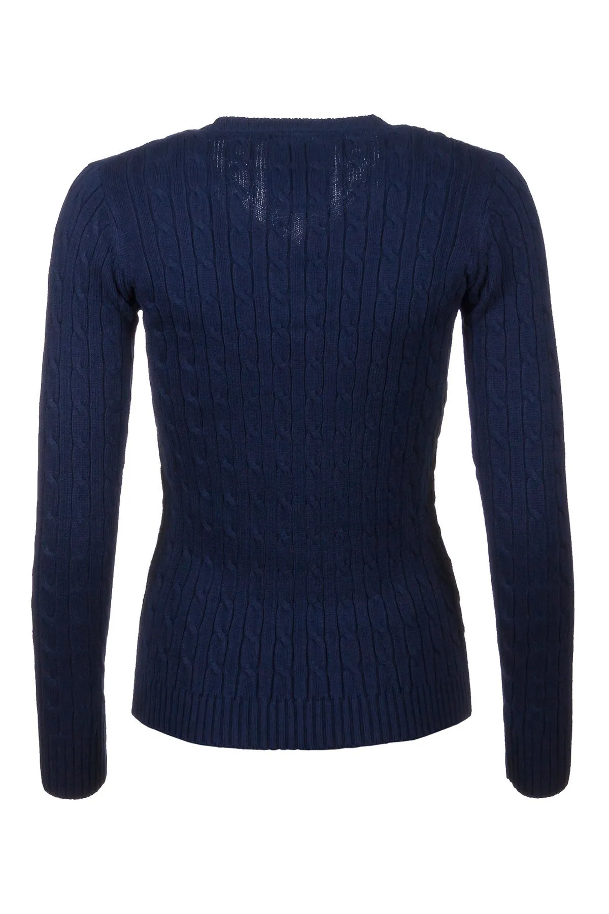 Ladies Cable Knit V Neck Jumper