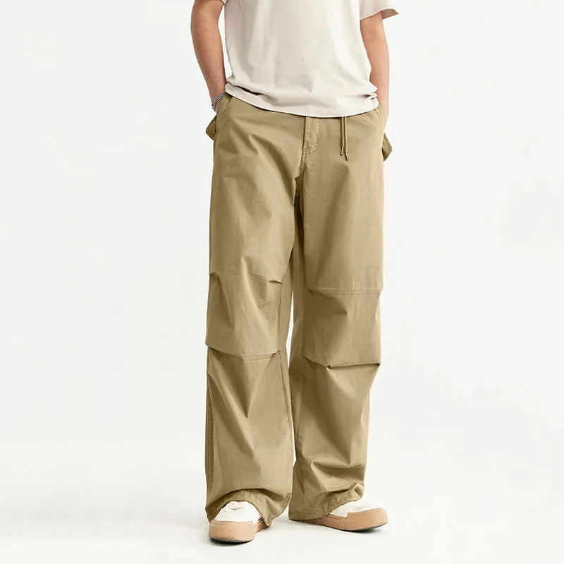 Loose Casual Multi-pocket Straight Wide-leg Trousers