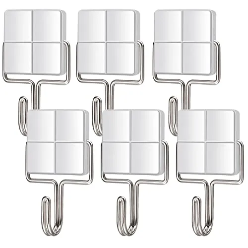 MAGTSMEI Heavy Duty Magnetic Hooks for Refrigerator, 30LBS Neodymium Magnets Hooks Strong Magnetic Hooks for Hanging, Magnet with Hooks for Locker, Kitchen, Cruise, Grill, BBQ, Garage, 6 Pack Silver