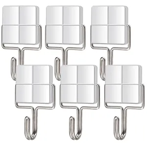 MAGTSMEI Heavy Duty Magnetic Hooks for Refrigerator, 30LBS Neodymium Magnets Hooks Strong Magnetic Hooks for Hanging, Magnet with Hooks for Locker, Kitchen, Cruise, Grill, BBQ, Garage, 6 Pack Silver