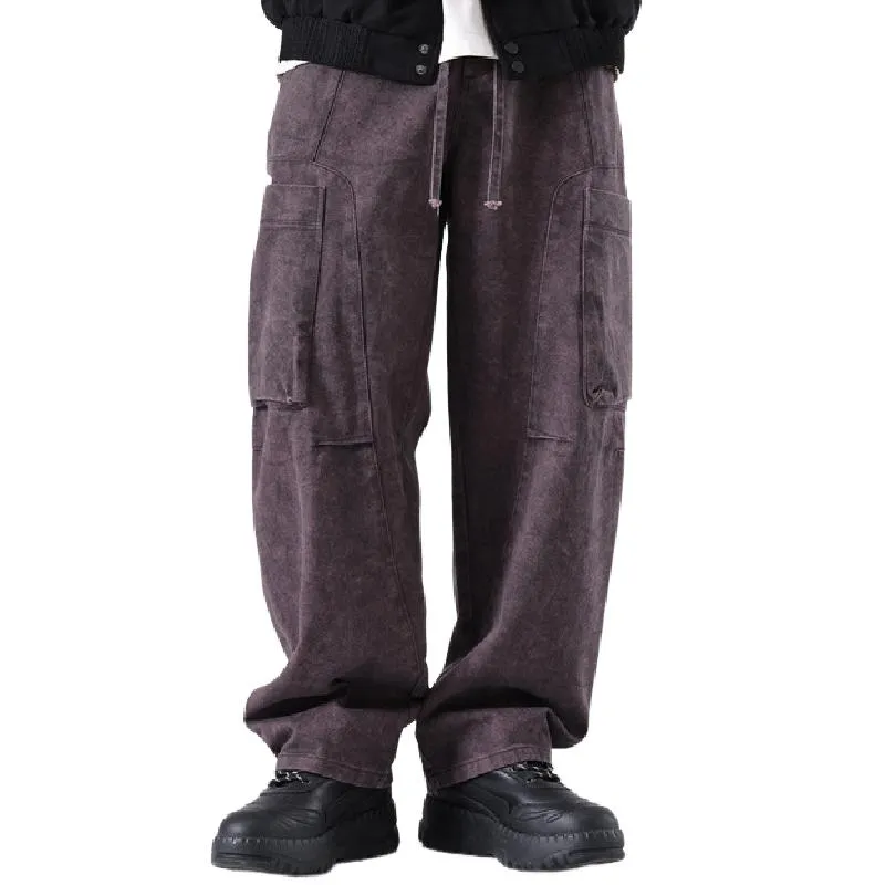 Men's Retro Loose Straight Casual Pants 12985659F