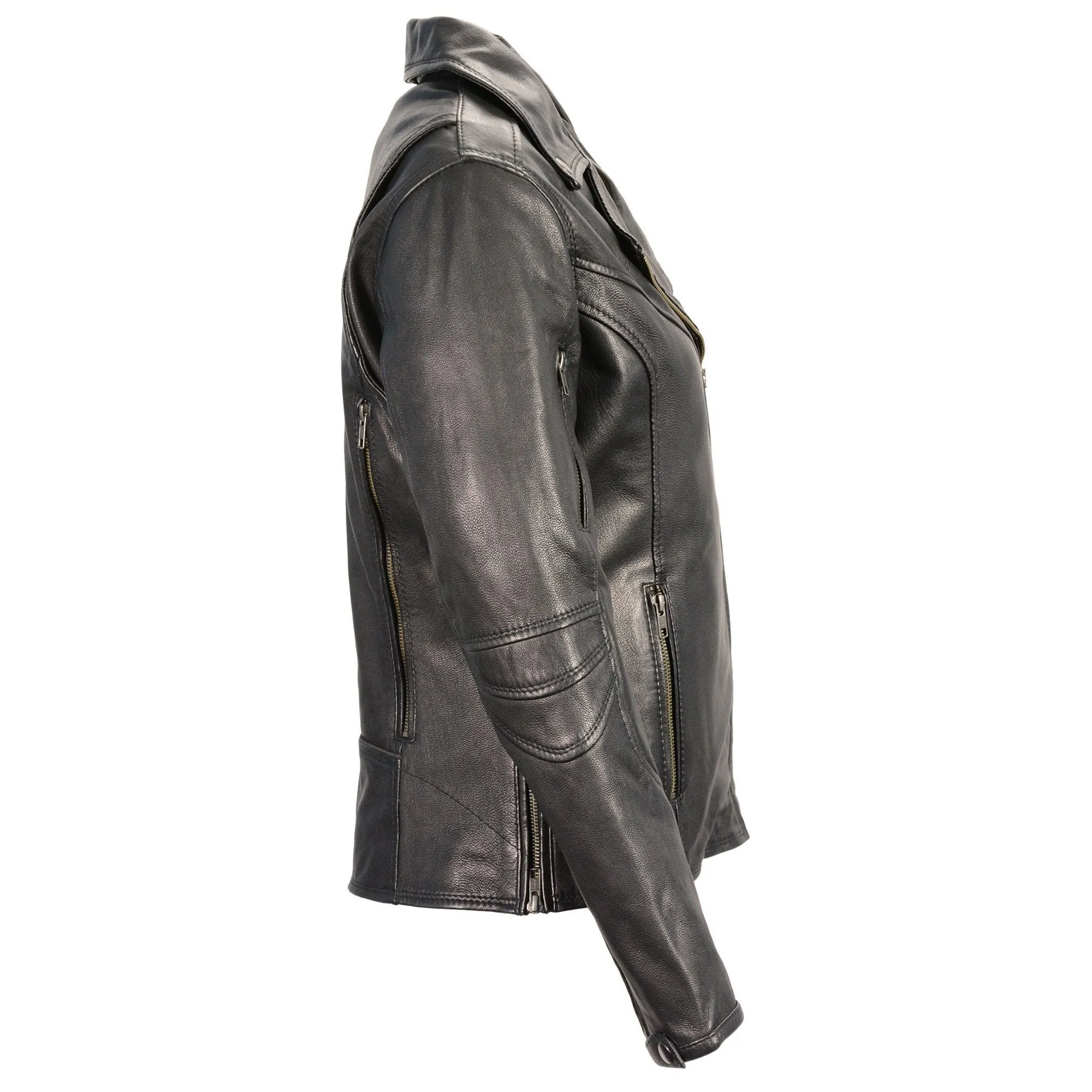 Milwaukee Leather MLL2581 Women's Black 'Classic' Leather Lightweight Long Length Vented Jacket