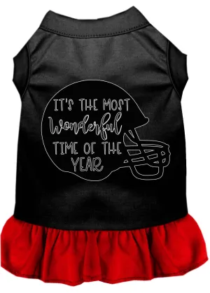 Most Wonderful Time Of The Year (football) Screen Print Dog Dress Black With Red Xs