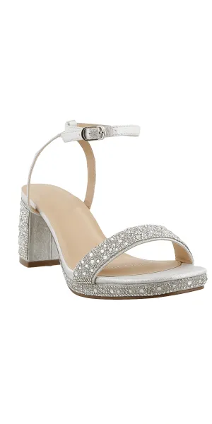 Nelly-3 Rhinestone Block Low Heel Platform Sandal