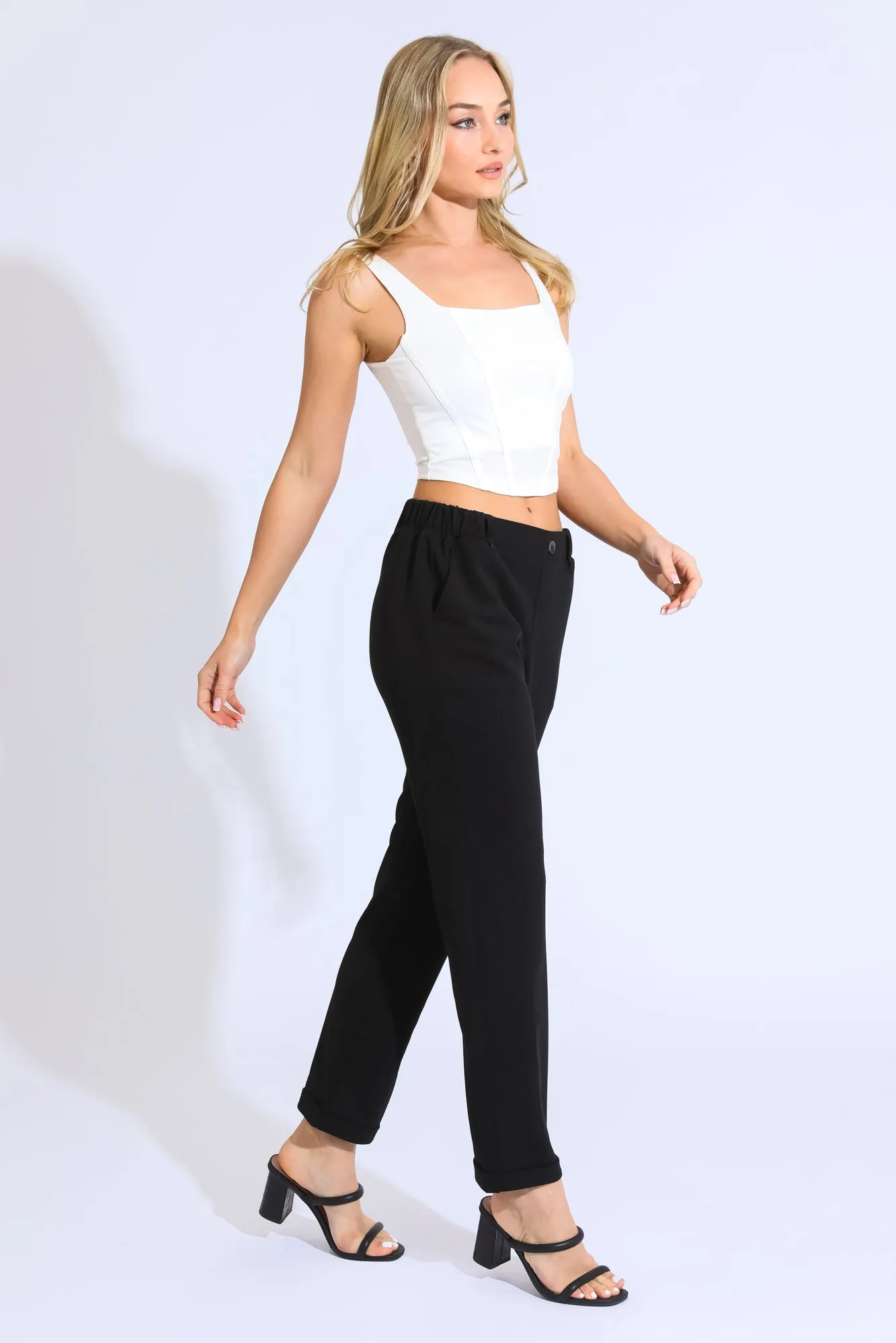 Olivia Retro Straight Leg Knit Pant - Black