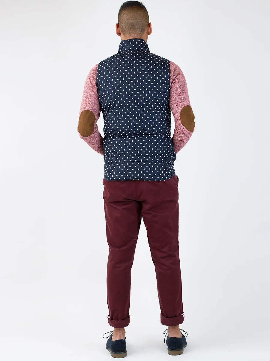 Outback Down Insulated Vest in Navy Dot