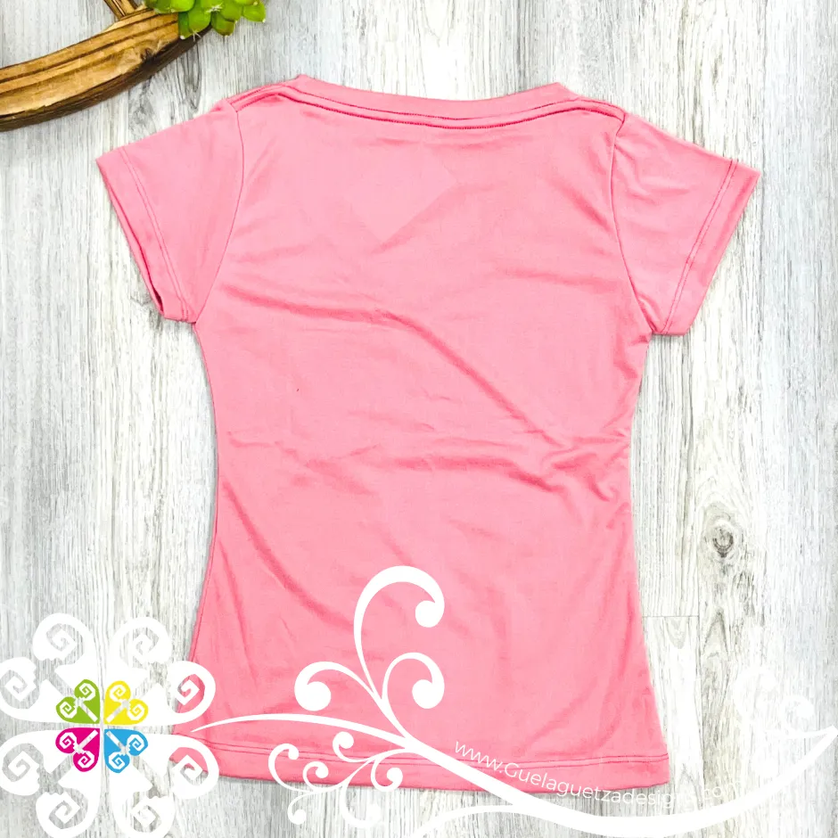 Pink Embroider Women Tee - Pocket Embroider