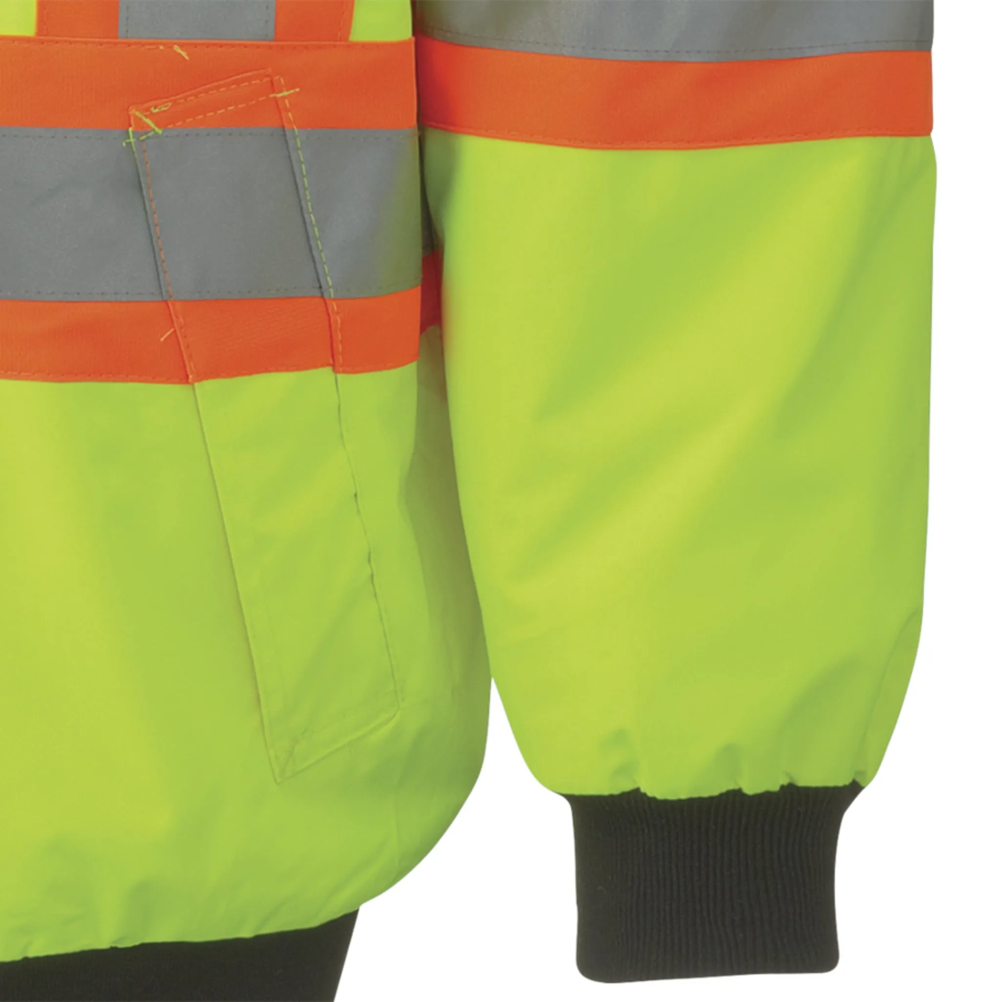 Pioneer Men's Hi Vis 6-in-1 Winter Work Bomber, CSA Certified, Reflective Stripes, Water & Windproof, 300D Poly, Versatile Safety | Sizes XS-5XL