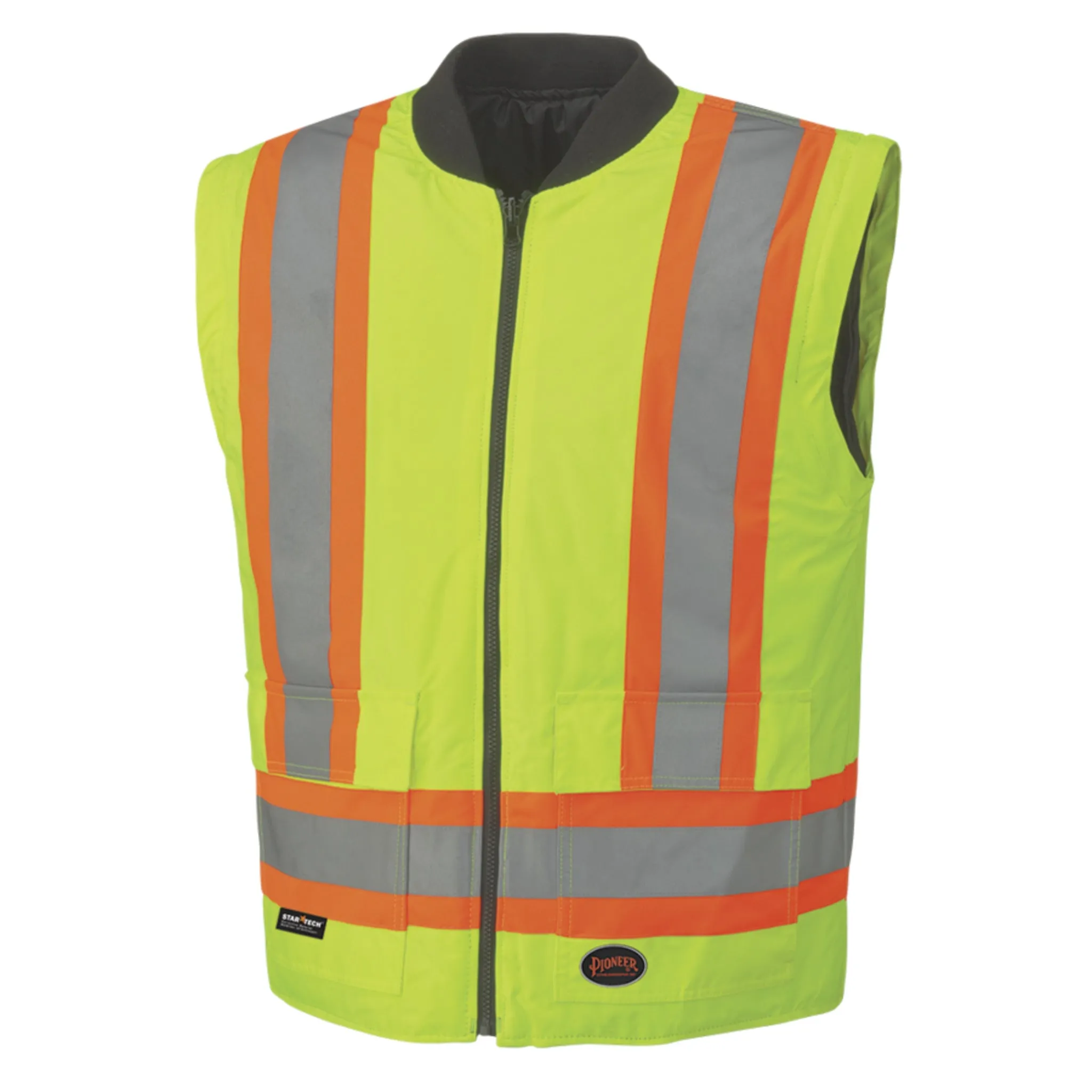 Pioneer Men's Hi Vis 6-in-1 Winter Work Bomber, CSA Certified, Reflective Stripes, Water & Windproof, 300D Poly, Versatile Safety | Sizes XS-5XL