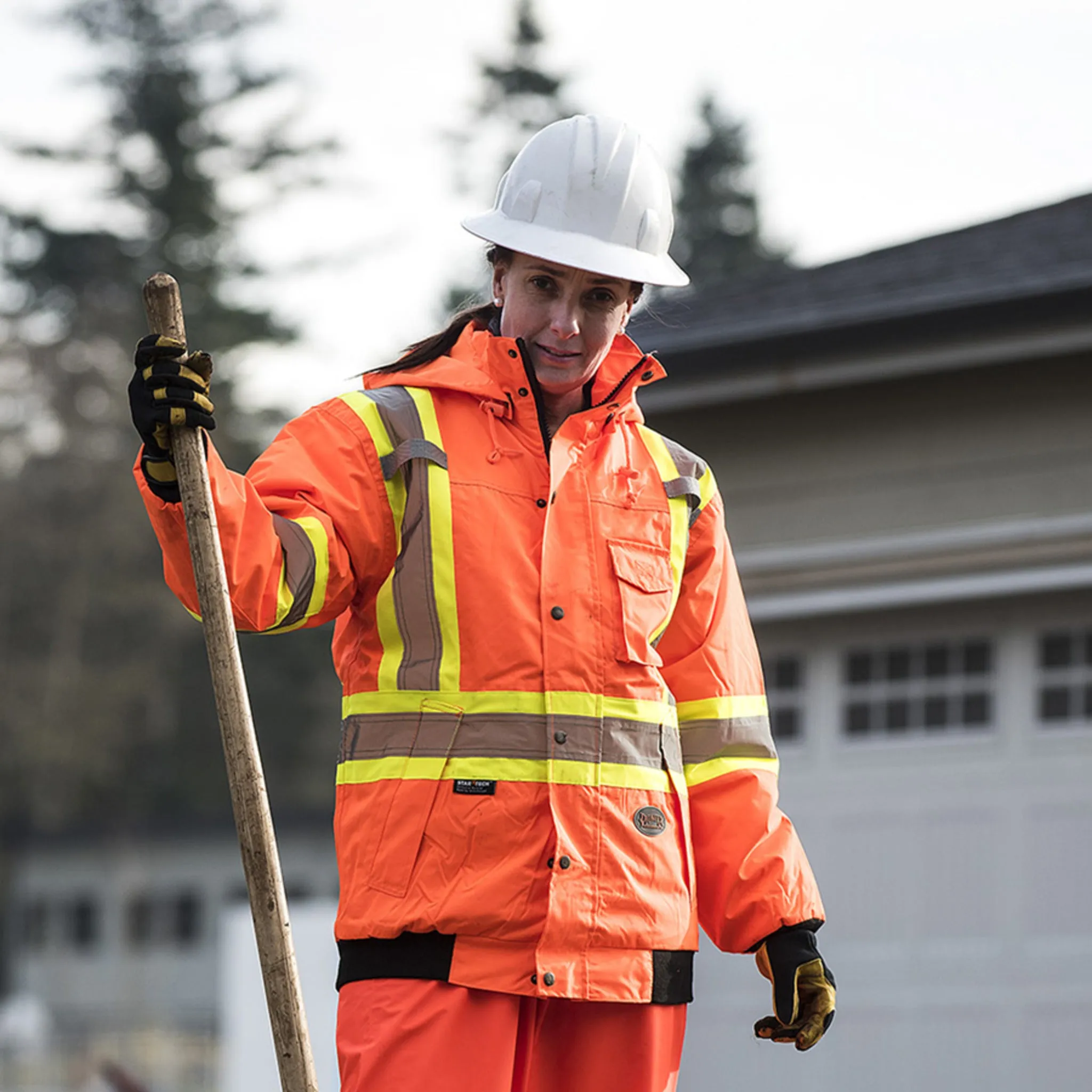 Pioneer Men's Hi Vis 6-in-1 Winter Work Bomber, CSA Certified, Reflective Stripes, Water & Windproof, 300D Poly, Versatile Safety | Sizes XS-5XL