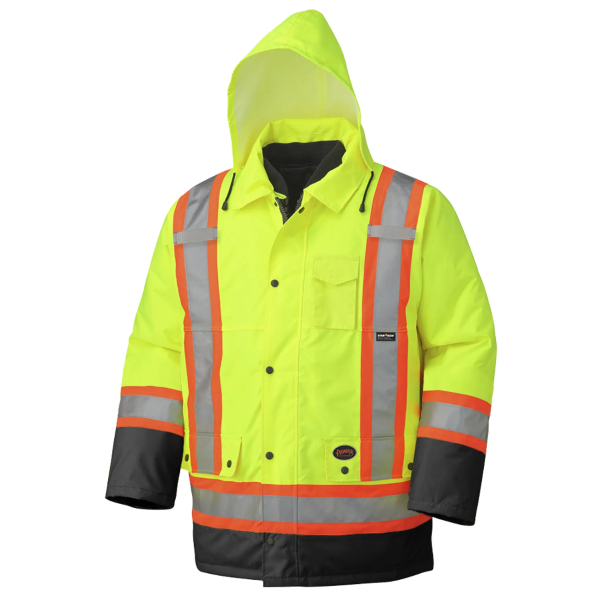 Pioneer Men's Hi Vis 6-in-1 Winter Work Parka - CSA Certified, Waterproof, Windproof, Reflective Tape, 300D Poly, Versatile Jacket | Sizes XS-5XL