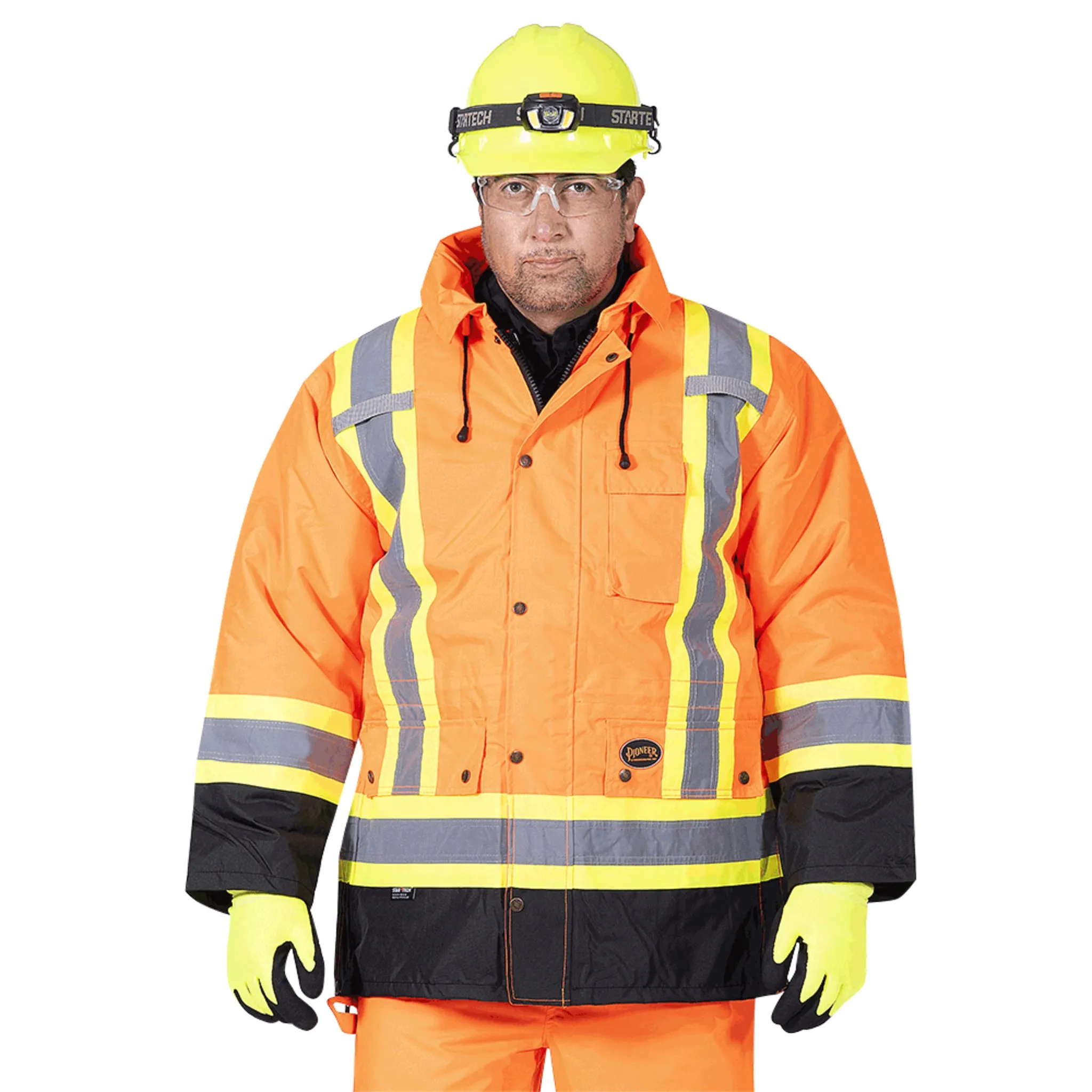 Pioneer Men's Hi Vis 6-in-1 Winter Work Parka - CSA Certified, Waterproof, Windproof, Reflective Tape, 300D Poly, Versatile Jacket | Sizes XS-5XL