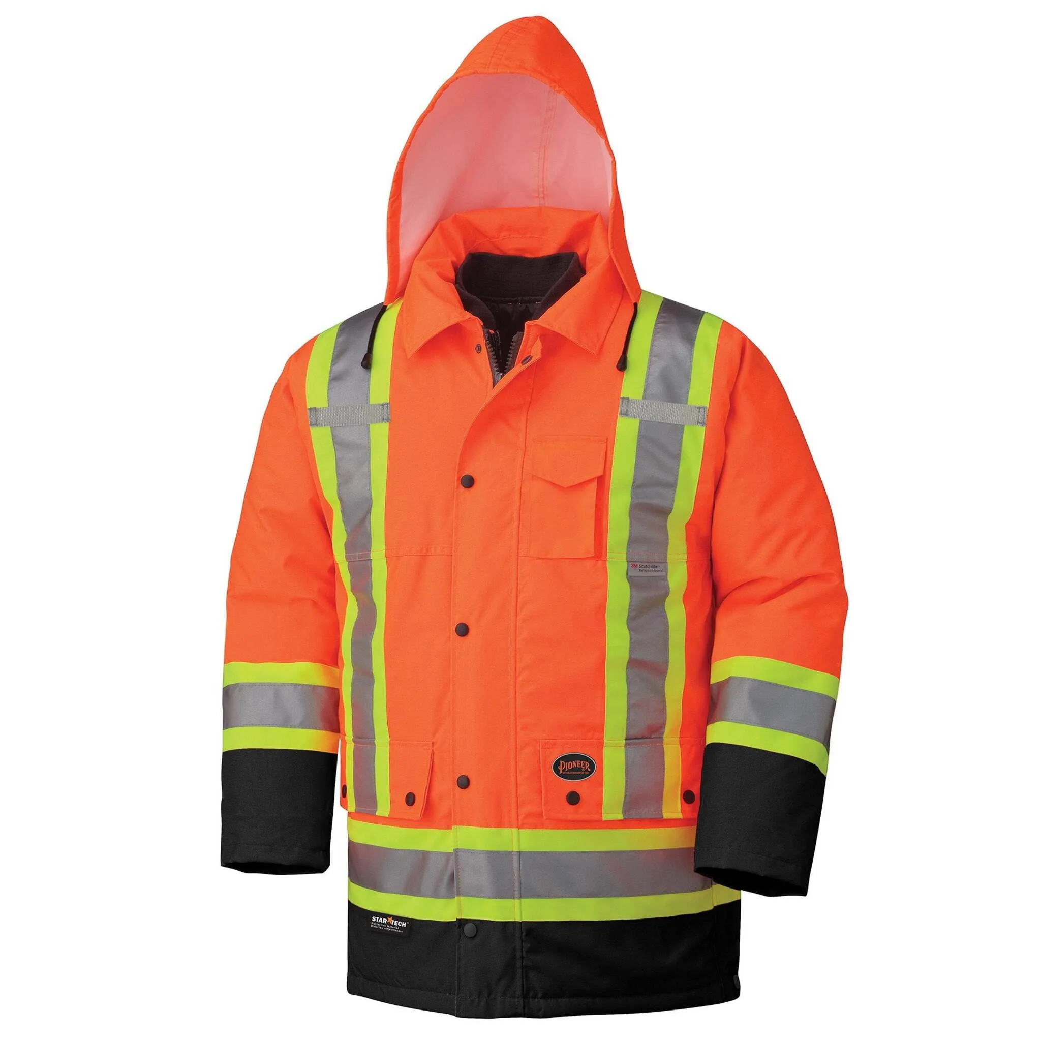 Pioneer Men's Hi Vis 6-in-1 Winter Work Parka - CSA Certified, Waterproof, Windproof, Reflective Tape, 300D Poly, Versatile Jacket | Sizes XS-5XL