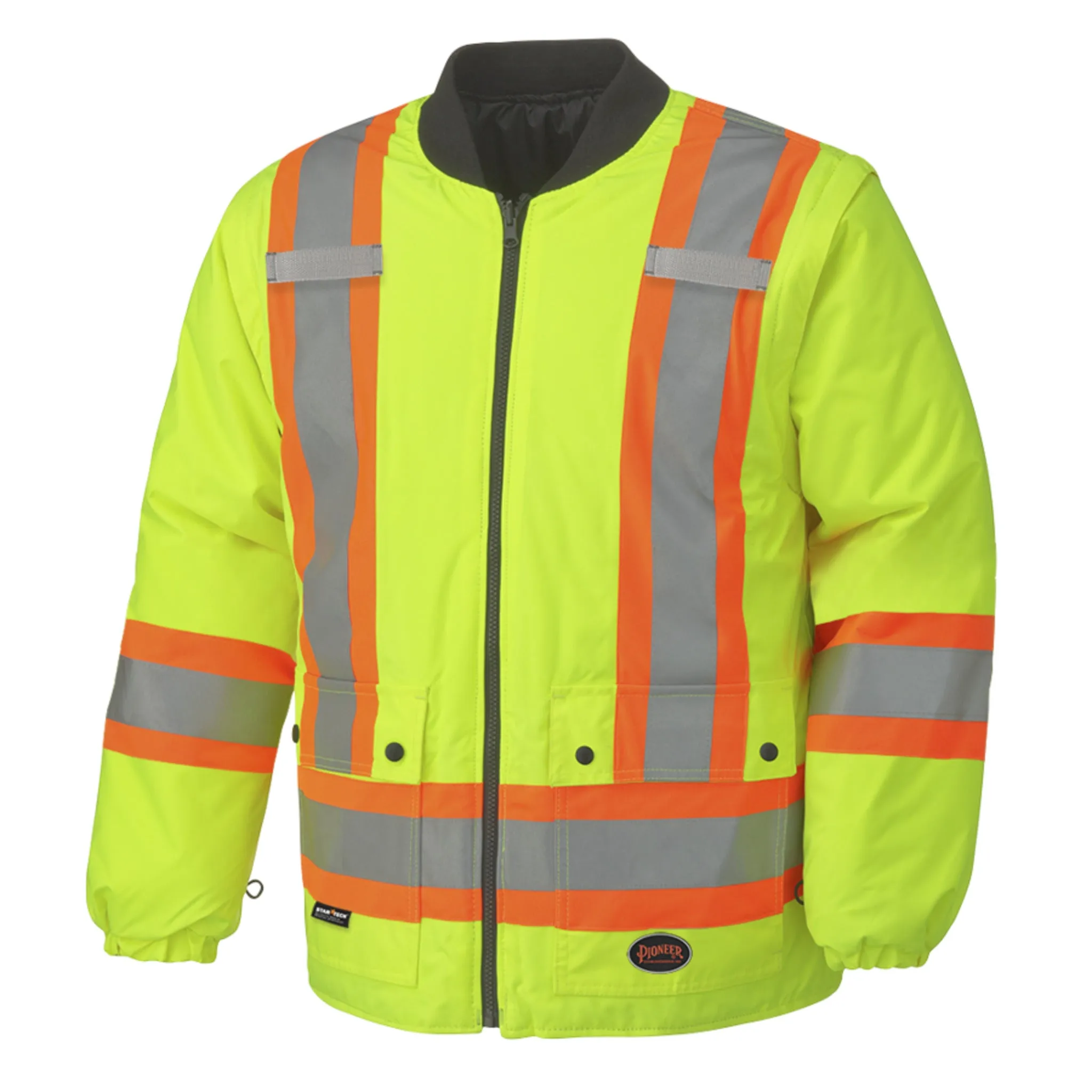 Pioneer Men's Hi Vis 6-in-1 Winter Work Parka - CSA Certified, Waterproof, Windproof, Reflective Tape, 300D Poly, Versatile Jacket | Sizes XS-5XL