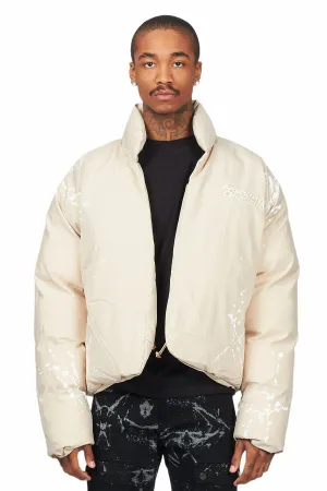 Rabbie Beige/White Puffer Jacket