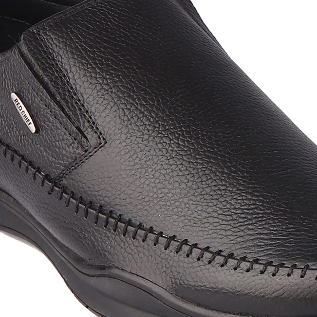 Red Chief Black Leather Formal Slip on Shoes for Men