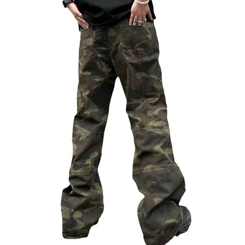 Retro Casual Loose Straight Camouflage Cargo Pants