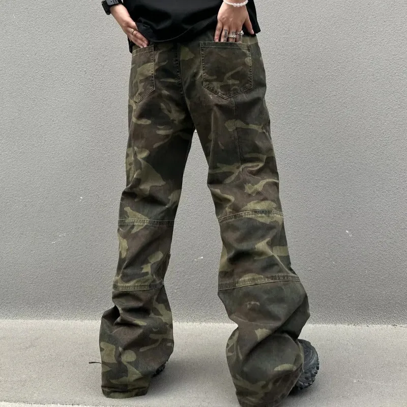 Retro Casual Loose Straight Camouflage Cargo Pants