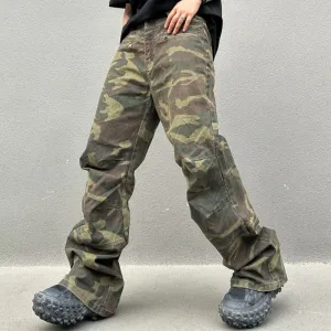 Retro Casual Loose Straight Camouflage Cargo Pants