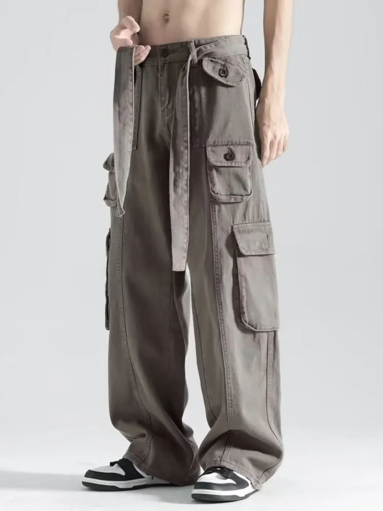 Retro Multi-Pocket Loose Straight Cargo Pants