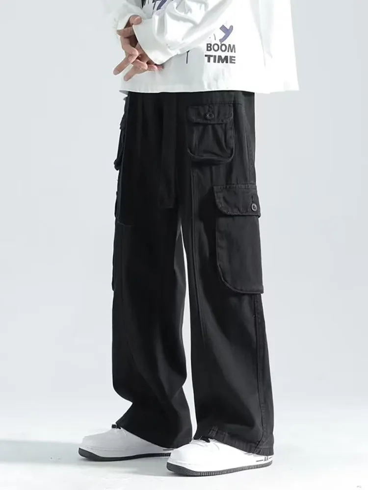 Retro Multi-Pocket Loose Straight Cargo Pants