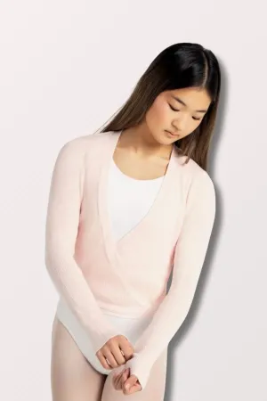 Ribbed Knit Wrap Sweater - Pink