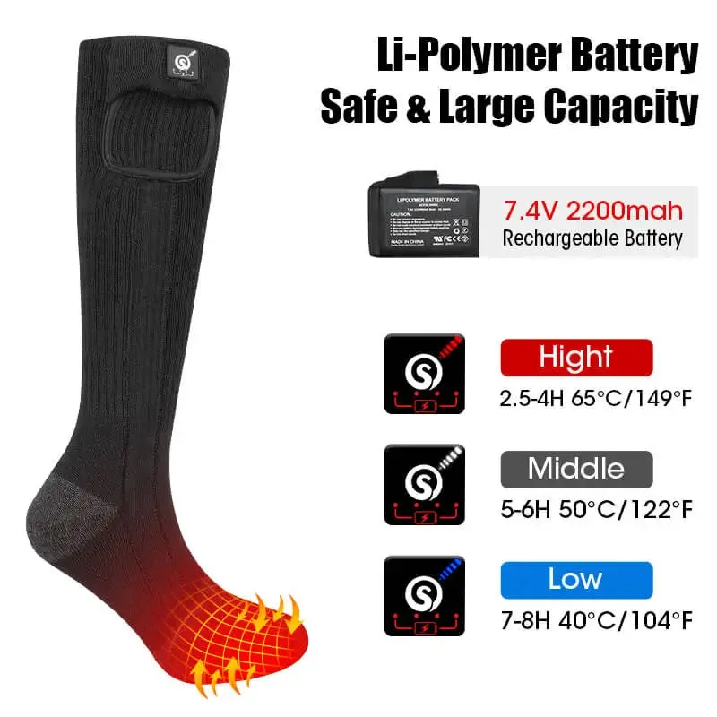 Savior 7.4V Electric Heated snowboard Socks For Men Women